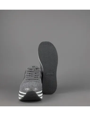 Hogan // Sa Midi Platforn H483 Donna Camoscio Stampa Metal Grigio H Pelle Metal Prezzo 450,00