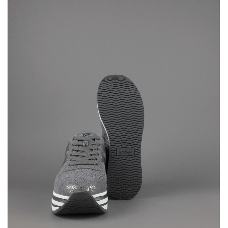 Hogan // Sa Midi Platforn H483 Donna Camoscio Stampa Metal Grigio H Pelle Metal Prezzo 450,00