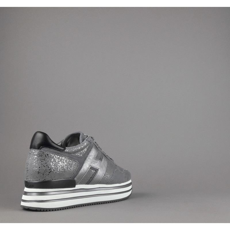 Hogan // Sa Midi Platforn H483 Donna Camoscio Stampa Metal Grigio H Pelle Metal Prezzo 450,00