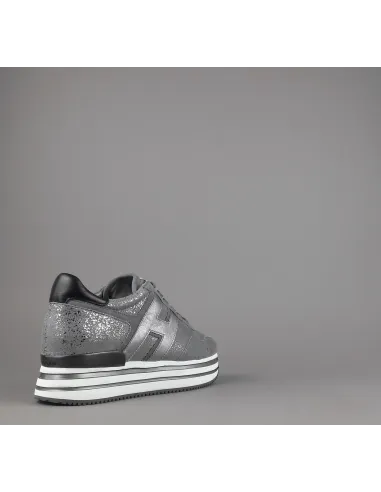 Hogan // Sa Midi Platforn H483 Donna Camoscio Stampa Metal Grigio H Pelle Metal Prezzo 450,00