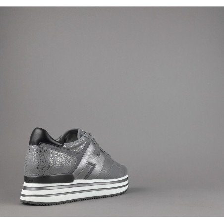 Hogan Midi Platforn H483 Donna Camoscio Stampa Metal Grigio H Pelle Metal Prezzo 450,00