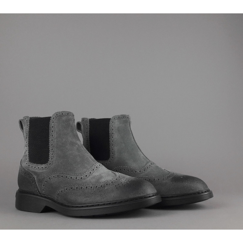 Hogan // Sa Stivaletto Chelsea H576 Uomo Camoscio Vintage Grigio Scuro Prezzo 460,00