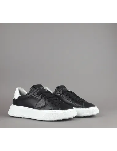 Philippe Model _ _ Sa Sneakers Donna New Temple Pelle Nero Spoiler Bianco Prezzo 320,00