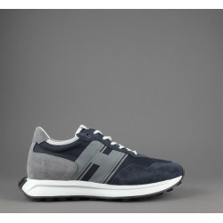 Hogan _ _ Sneakers H601 Uomo Camoscio Tela Blu Scuro H Gommata Stampata Prezzo 420,00