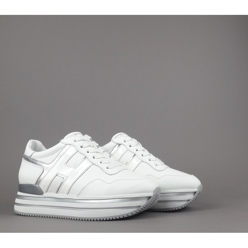 Hogan Midi Platform H483 Donna Pelle Bianco H Vernice Prezzo 450,00