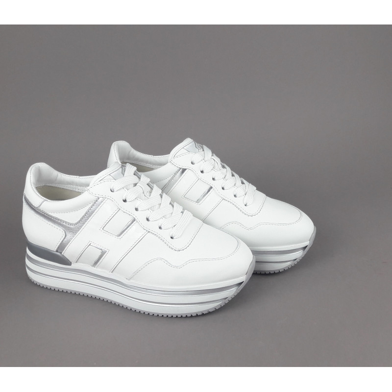 Hogan Midi Platform H483 Donna Pelle Bianco H Vernice Prezzo 450,00