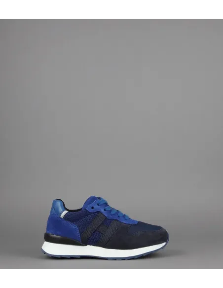 Hogan Sneakers J484 Junior Camoscio Tela Scuba Blu Scuro Blu H Tessuto Prezzo 190,00