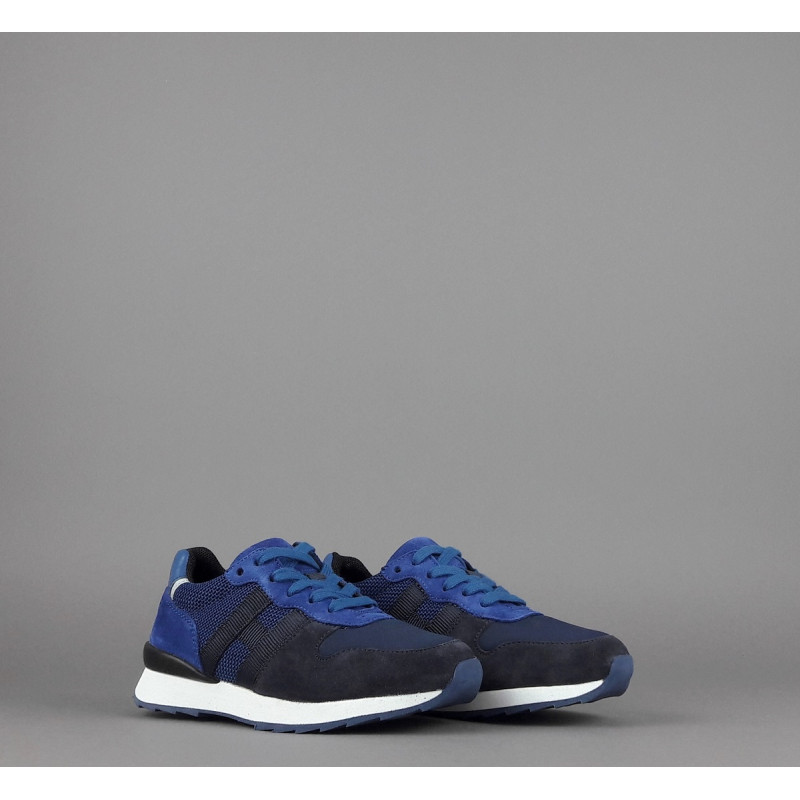 Hogan Sneakers J484 Junior Camoscio Tela Scuba Blu Scuro Blu H Tessuto Prezzo 190,00