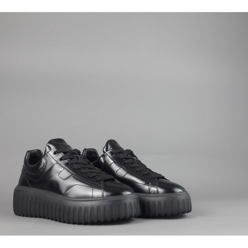 Hogan _ _ H-Stripes Donna H645 Pelle Spazzolata Nero H Cucita Prezzo 420,00