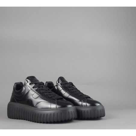 Hogan _ _ H-Stripes Donna H645 Pelle Spazzolata Nero H Cucita Prezzo 420,00