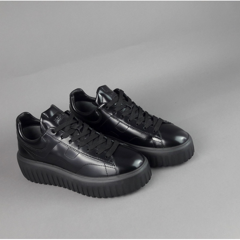 Hogan _ _ H-Stripes Donna H645 Pelle Spazzolata Nero H Cucita Prezzo 420,00