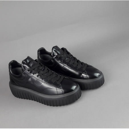 Hogan _ _ H-Stripes Donna H645 Pelle Spazzolata Nero H Cucita Prezzo 420,00