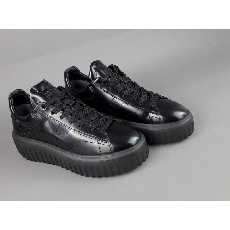 Hogan _ _ H-Stripes Donna H645 Pelle Spazzolata Nero H Cucita Prezzo 420,00