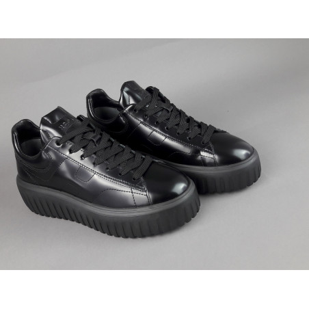 Hogan _ _ H-Stripes Donna H645 Pelle Spazzolata Nero H Cucita Prezzo 420,00