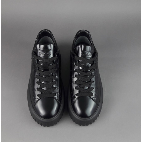 Hogan _ _ H-Stripes Donna H645 Pelle Spazzolata Nero H Cucita Prezzo 420,00