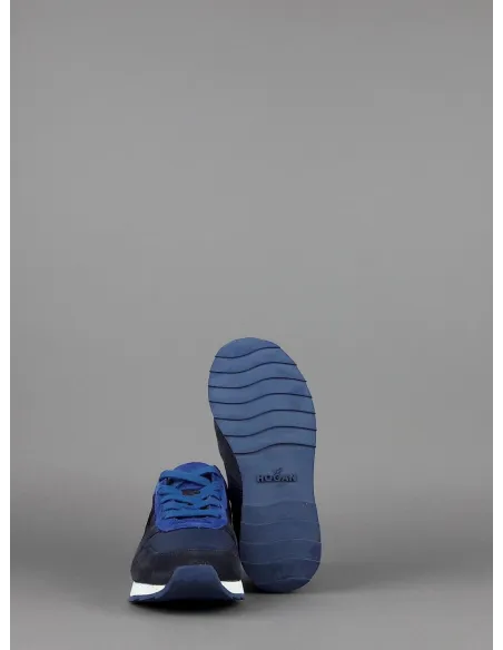 Hogan Sneakers J484 Junior Camoscio Tela Scuba Blu Scuro Blu H Tessuto Prezzo 190,00
