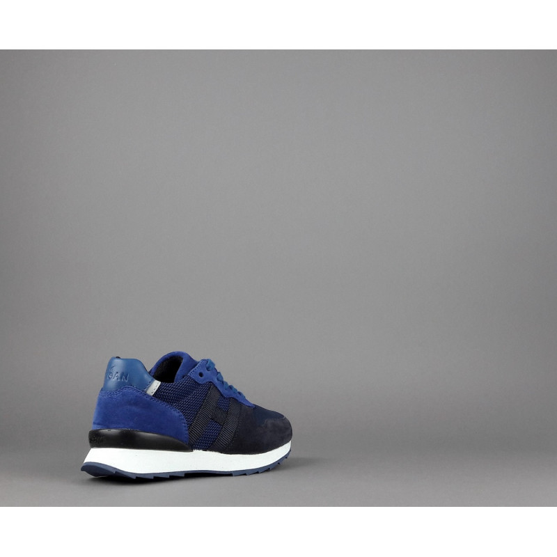 Hogan Sneakers J484 Junior Camoscio Tela Scuba Blu Scuro Blu H Tessuto Prezzo 190,00