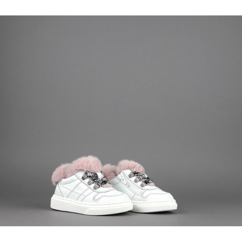 Hogan Sneakers J340 Junior Baby Pelle Bianco Ecopelliccia H Stitching Prezzo 170,00