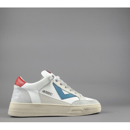 4B12 _ _ Sneakers Kyle Uomo Pelle Bianco Spoiler Rosso Prezzo 209,00