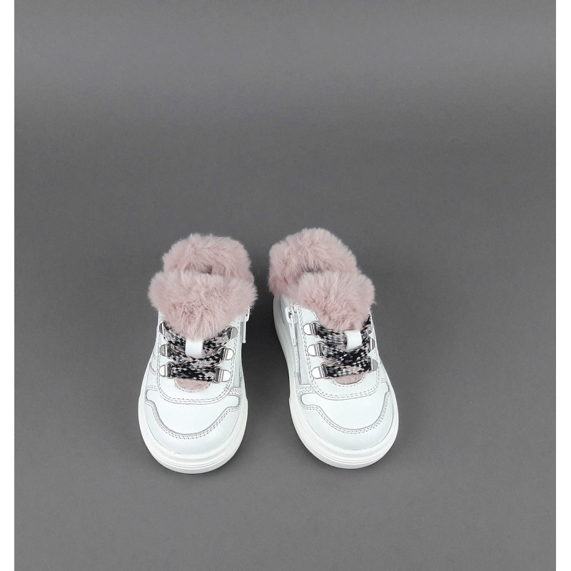 Hogan Sneakers J340 Junior Baby Pelle Bianco Ecopelliccia H Stitching Prezzo 170,00