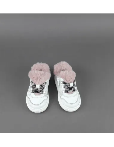 Hogan Sneakers J340 Junior Baby Pelle Bianco Ecopelliccia H Stitching Prezzo 170,00