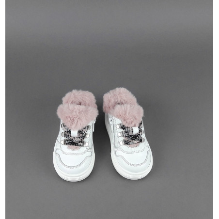 Hogan Sneakers J340 Junior Baby Pelle Bianco Ecopelliccia H Stitching Prezzo 170,00