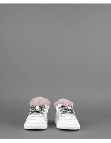 Hogan Sneakers J340 Junior Baby Pelle Bianco Ecopelliccia H Stitching Prezzo 170,00