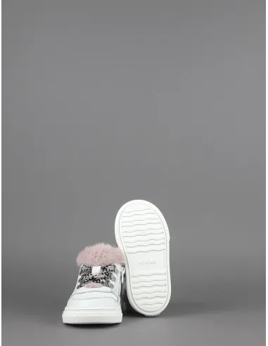 Hogan Sneakers J340 Junior Baby Pelle Bianco Ecopelliccia H Stitching Prezzo 170,00