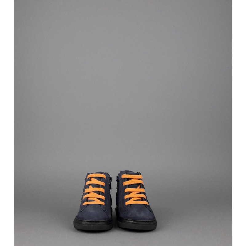 Hogan Sneakers Hi Top J340 Junior Baby Camoscio Blu Scuro H Suede Blu Scuro Profilo Arancio Prezzo 160,00