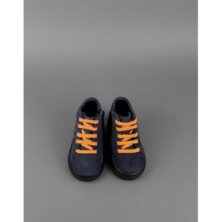 Hogan Sneakers Hi Top J340 Junior Baby Camoscio Blu Scuro H Suede Blu Scuro Profilo Arancio Prezzo 160,00