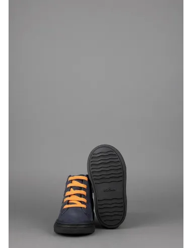 Hogan Sneakers Hi Top J340 Junior Baby Camoscio Blu Scuro H Suede Blu Scuro Profilo Arancio Prezzo 160,00