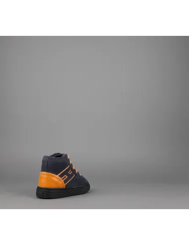 Hogan Sneakers Hi Top J340 Junior Baby Camoscio Blu Scuro H Suede Blu Scuro Profilo Arancio Prezzo 160,00