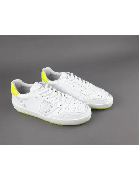 Philippe Model Sneakers Uomo Nice Pelle Bianco Spoiler Giallo Fluo Prezzo 250,00