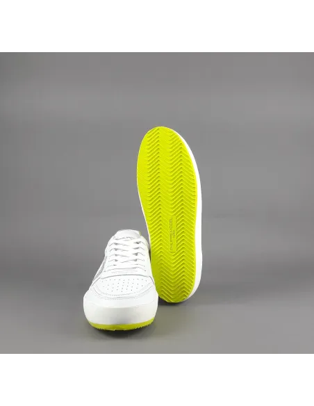 Philippe Model Sneakers Uomo Nice Pelle Bianco Spoiler Giallo Fluo Prezzo 250,00