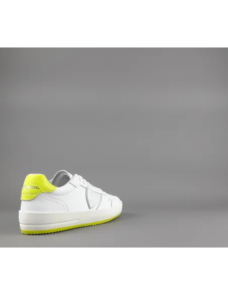 Philippe Model Sneakers Uomo Nice Pelle Bianco Spoiler Giallo Fluo Prezzo 250,00
