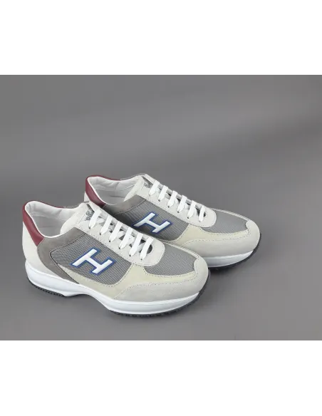 Hogan Interactive New Uomo Camoscio Tela Ghiaccio Avorio H Flock Prezzo 390,00