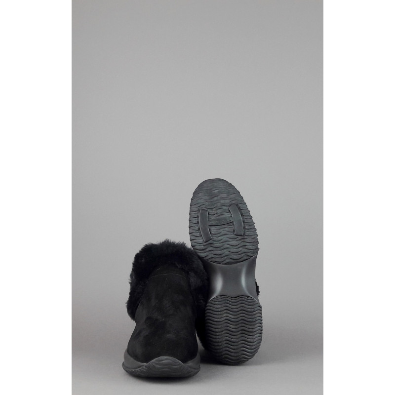 Hogan Stivaletto Interactive Donna Camoscio Nero Profilo Ecopelliccia Prezzo 350,00