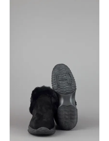 Hogan Stivaletto Interactive Donna Camoscio Nero Profilo Ecopelliccia Prezzo 350,00