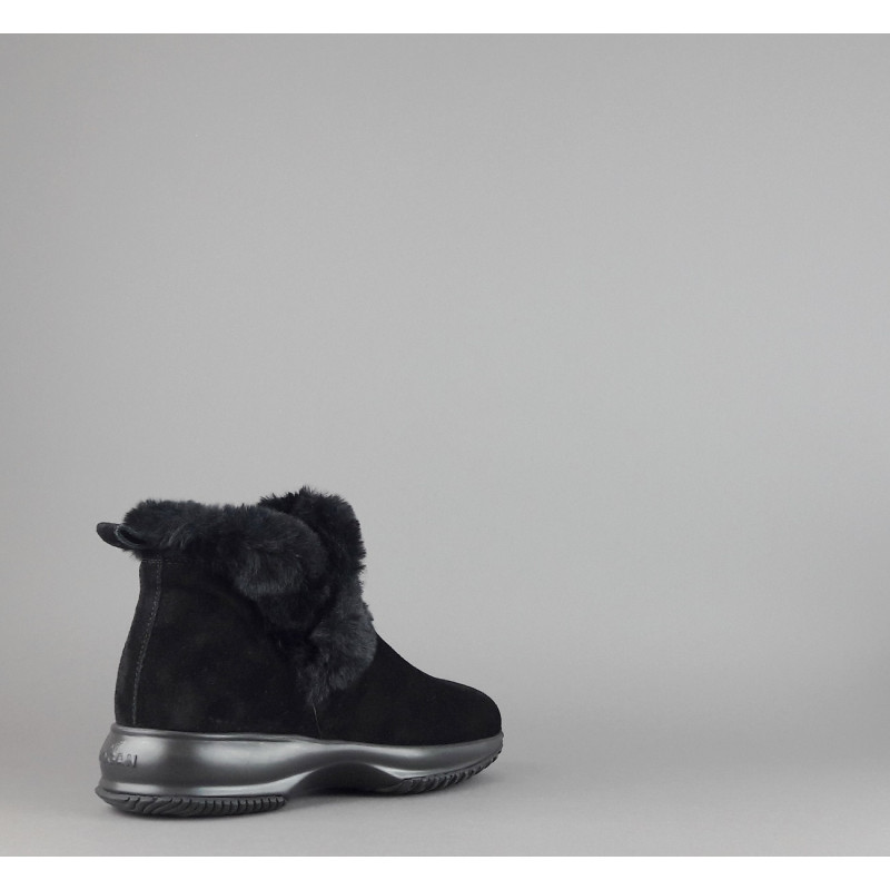 Hogan Stivaletto Interactive Donna Camoscio Nero Profilo Ecopelliccia Prezzo 350,00
