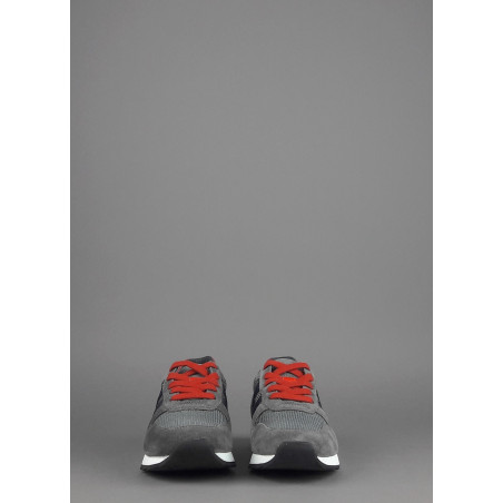 Hogan Sneakers J484 Junior Camoscio Tela Grigio Scuro H Tessuto Blu Prezzo 190,00