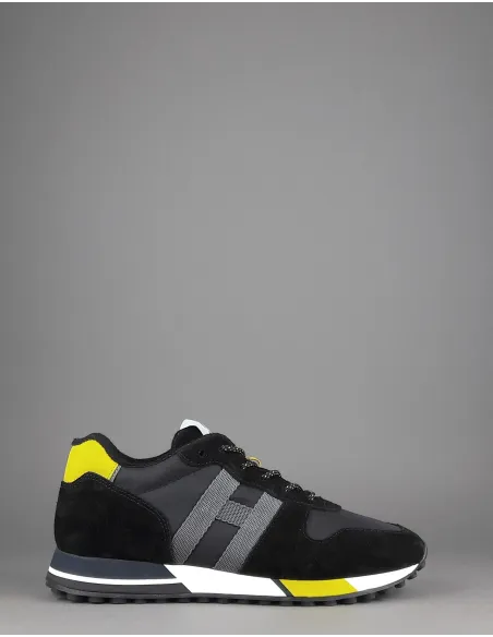 Hogan Sneakers H383 Uomo Camoscio Tela Nero Giallo Pezzo 300,00