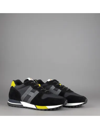 Hogan Sneakers H383 Uomo Camoscio Tela Nero Giallo Pezzo 300,00