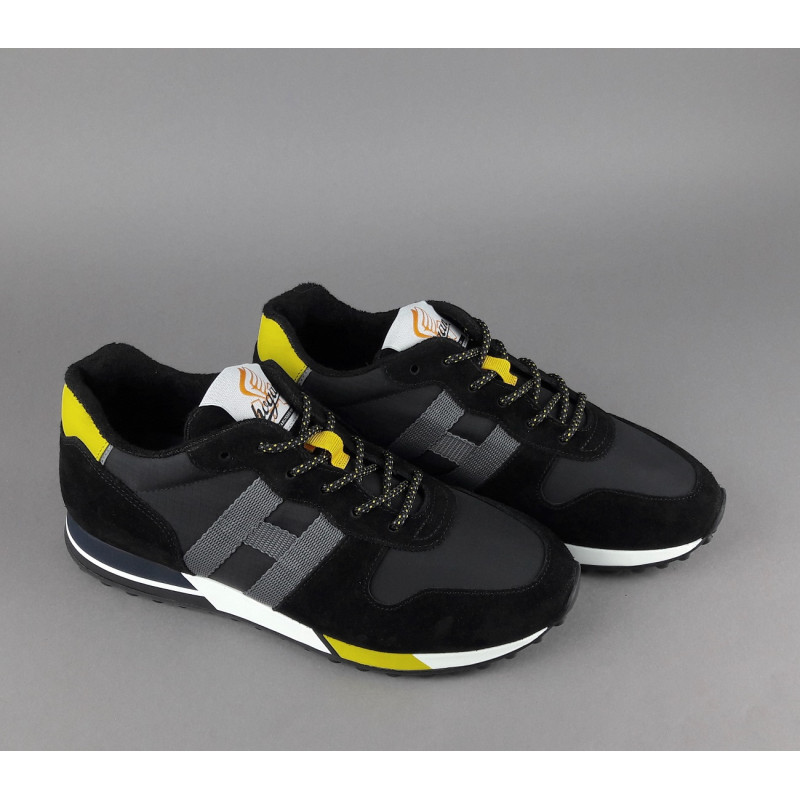 Hogan Sneakers H383 Uomo Camoscio Tela Nero Giallo Pezzo 300,00