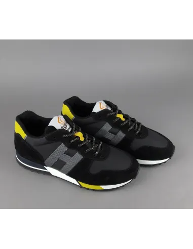 Hogan Sneakers H383 Uomo Camoscio Tela Nero Giallo Pezzo 300,00