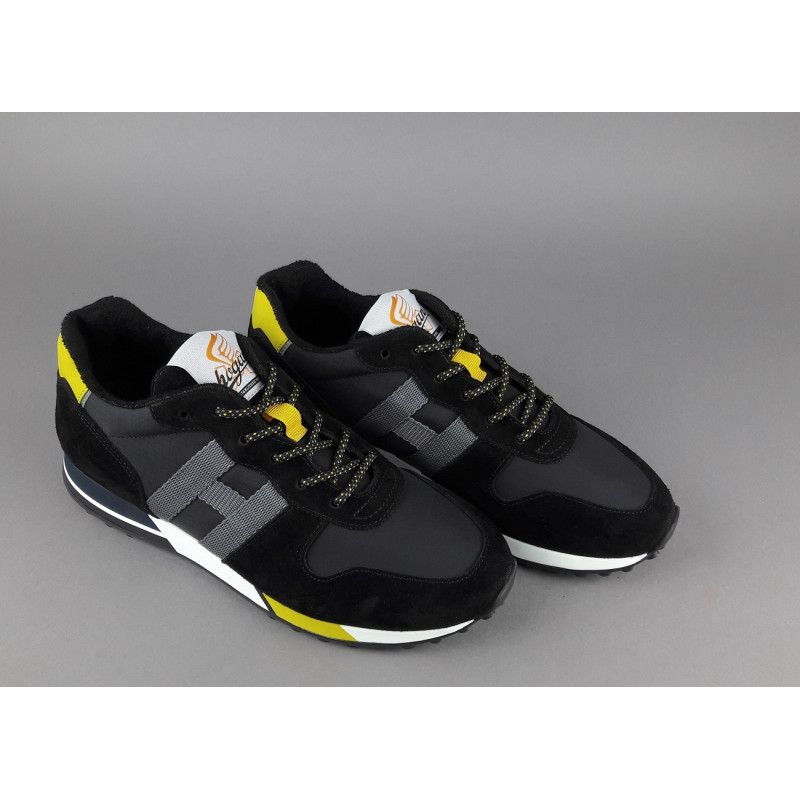 Hogan Sneakers H383 Uomo Camoscio Tela Nero Giallo Pezzo 300,00