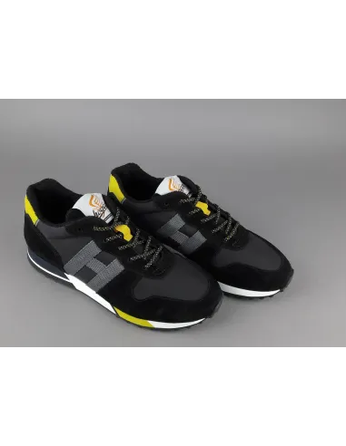 Hogan Sneakers H383 Uomo Camoscio Tela Nero Giallo Pezzo 300,00