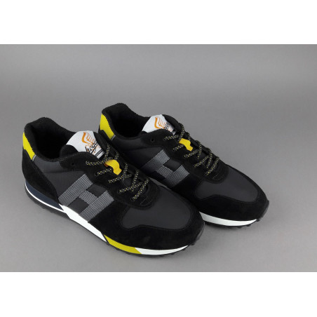 Hogan Sneakers H383 Uomo Camoscio Tela Nero Giallo Pezzo 300,00