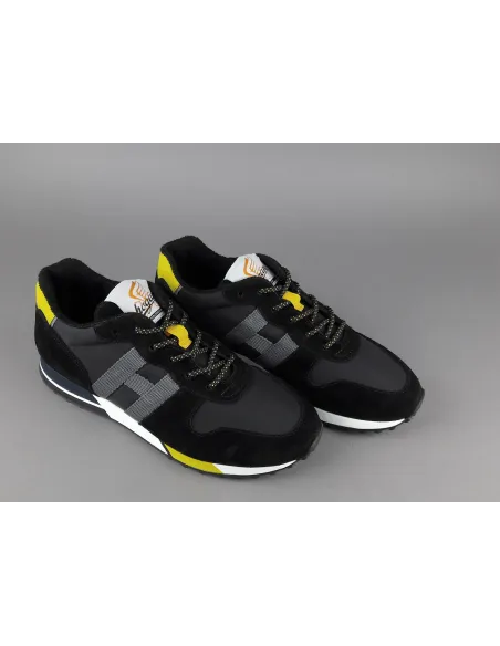 Hogan Sneakers H383 Uomo Camoscio Tela Nero Giallo Pezzo 300,00