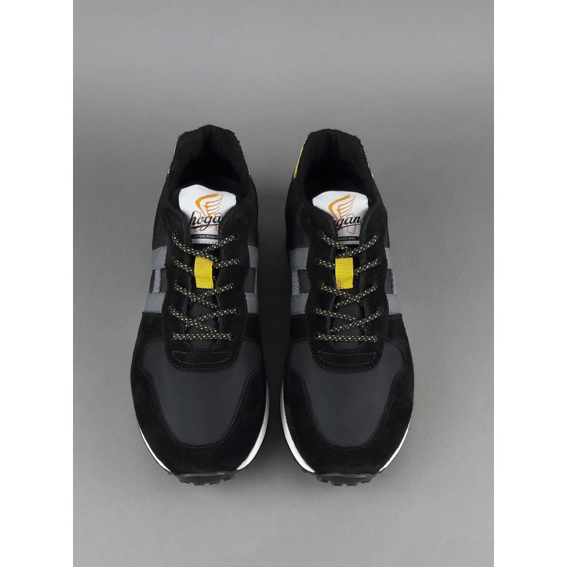 Hogan Sneakers H383 Uomo Camoscio Tela Nero Giallo Pezzo 300,00