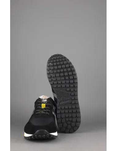 Hogan Sneakers H383 Uomo Camoscio Tela Nero Giallo Pezzo 300,00